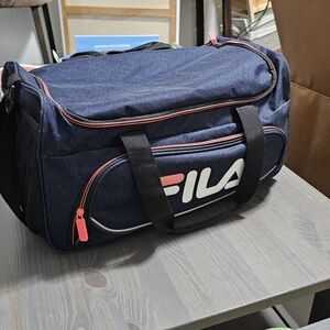 Fila Dark Blue Duffel Bag with Red Accents
